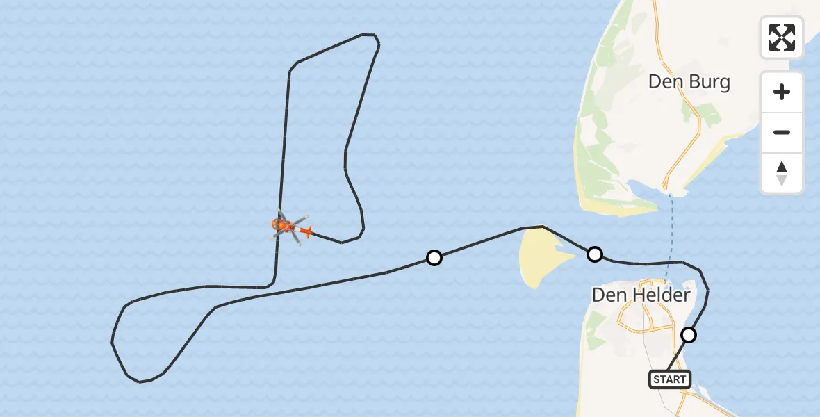 Vluchtroute Kustwachthelikopter Vliegveld De Kooy - , 14 oktober 2024, 16:59