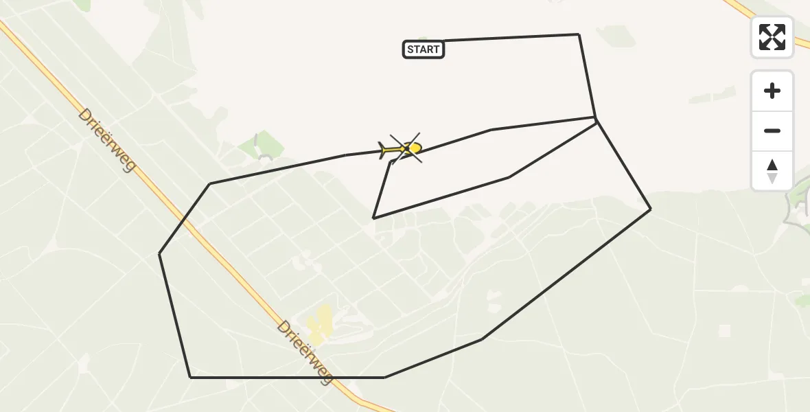 Routekaart van de vlucht: Politiehelikopter naar Ermelo, Postweg