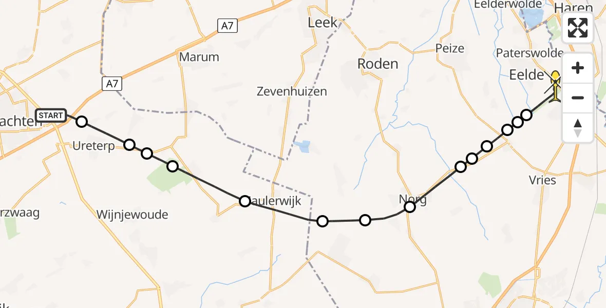 Routekaart van de vlucht: Lifeliner 4 naar Groningen Airport Eelde, Zeppelinlaan