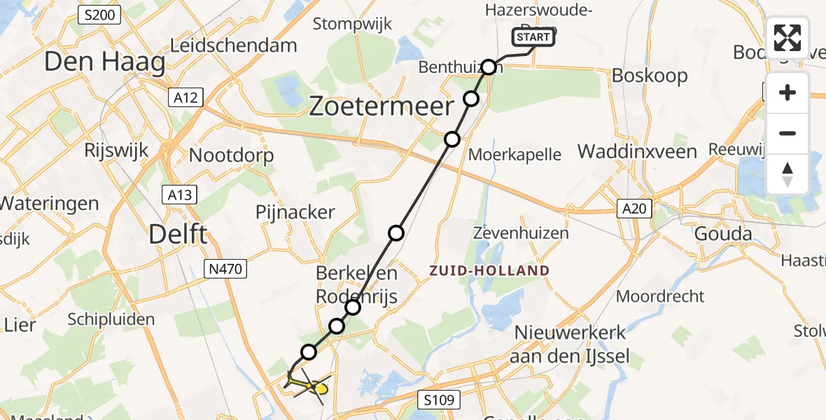 Routekaart van de vlucht: Lifeliner 2 naar Rotterdam The Hague Airport, Provincialeweg