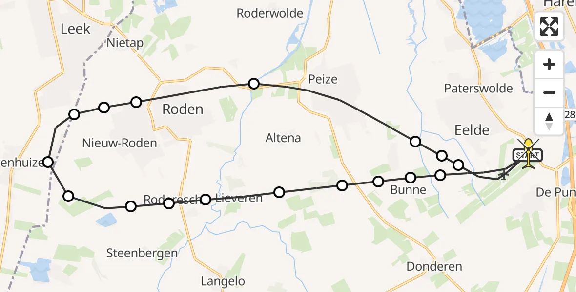 Routekaart van de vlucht: Lifeliner 4 naar Groningen Airport Eelde, Lugtenbergerweg