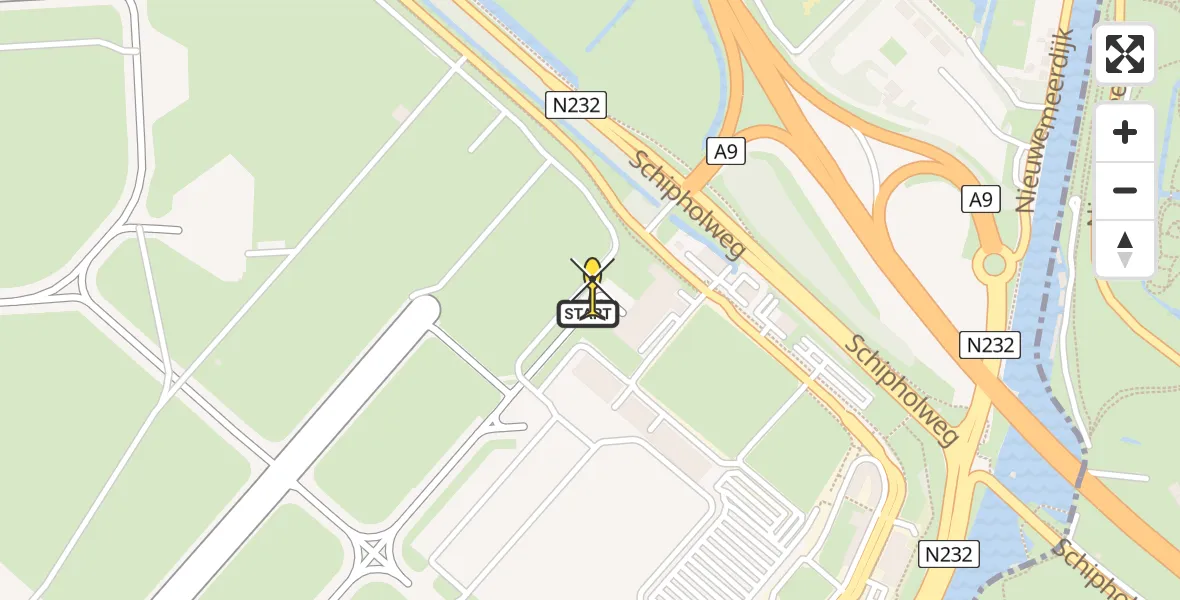 Vluchtroute Politiehelikopter van Schiphol naar Schiphol