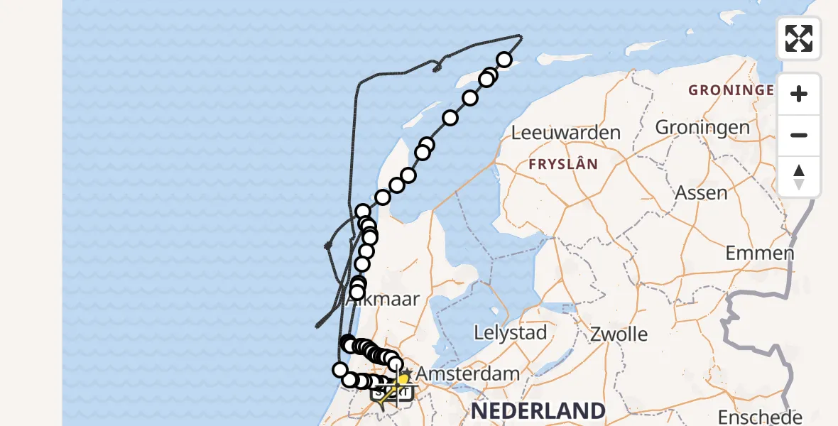Vluchtroute Politiehelikopter van Schiphol naar Schiphol