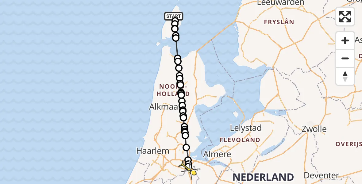 Routekaart van de vlucht: Lifeliner 1 naar Academisch Medisch Centrum (AMC), Postweg