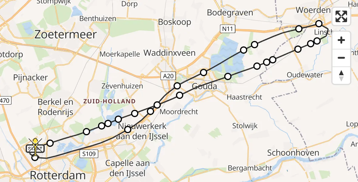 Routekaart van de vlucht: Lifeliner 2 naar Rotterdam The Hague Airport, Woensdrechtstraat