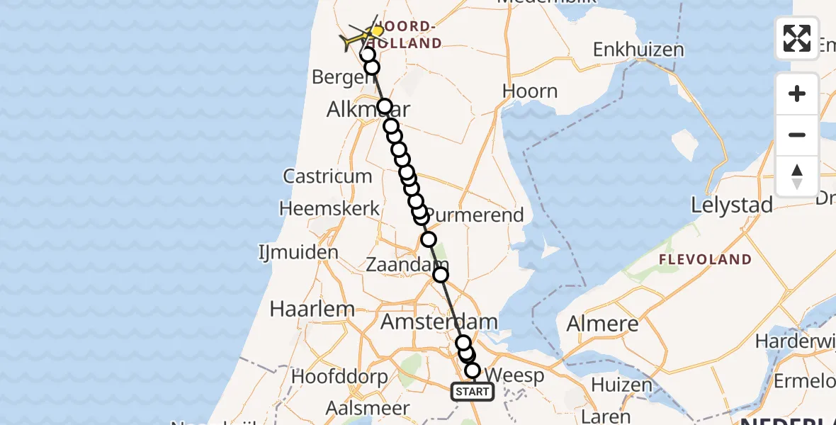 Routekaart van de vlucht: Lifeliner 1 naar Warmenhuizen, Maarsenhof