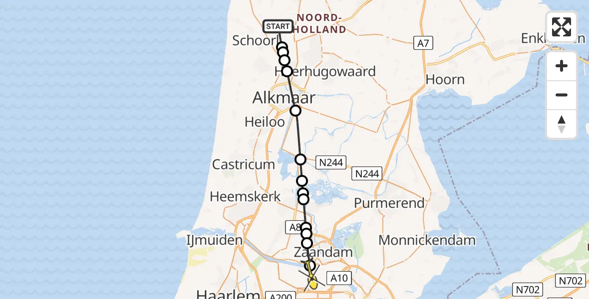 Routekaart van de vlucht: Lifeliner 1 naar Amsterdam Heliport, Diepsmeerweg