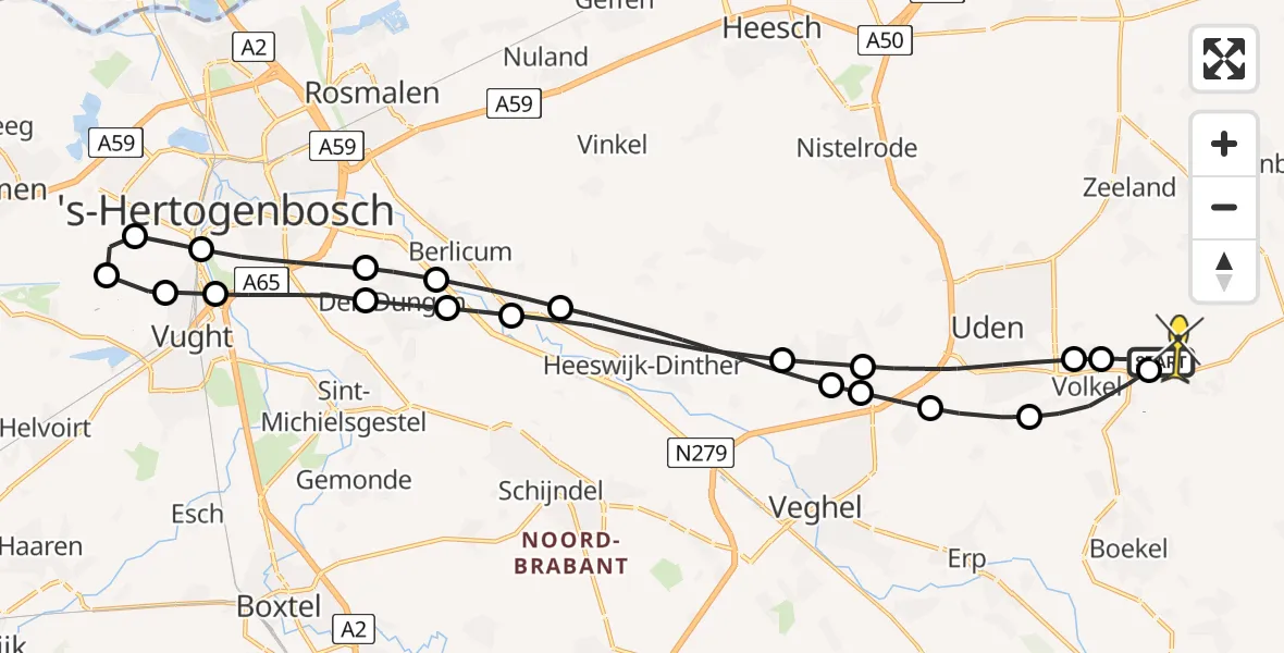 Routekaart van de vlucht: Lifeliner 3 naar Vliegbasis Volkel, Venstraat