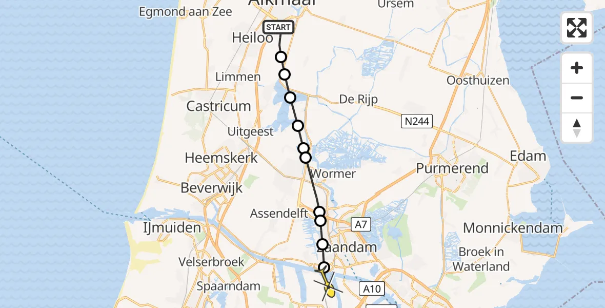 Routekaart van de vlucht: Lifeliner 1 naar Amsterdam Heliport, Fluorietweg