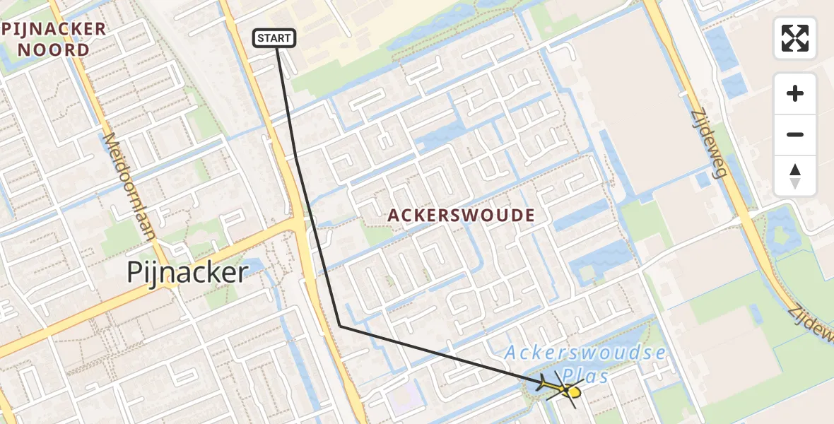 Routekaart van de vlucht: Politieheli naar Pijnacker, Corry Vonklaan