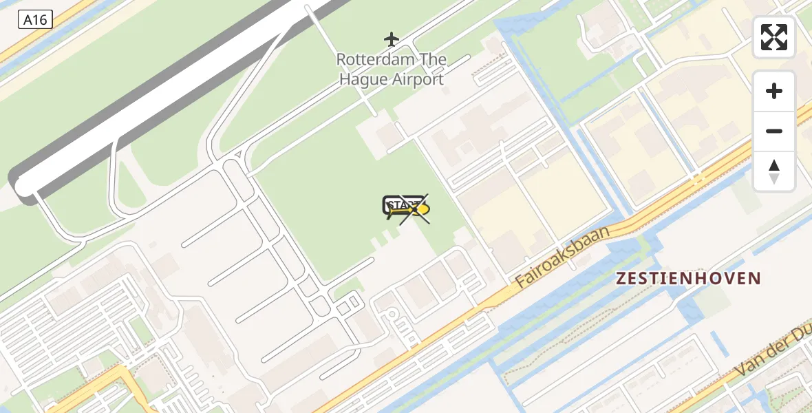 Routekaart van de vlucht: Politiehelikopter naar Rotterdam The Hague Airport, Brandenburgbaan