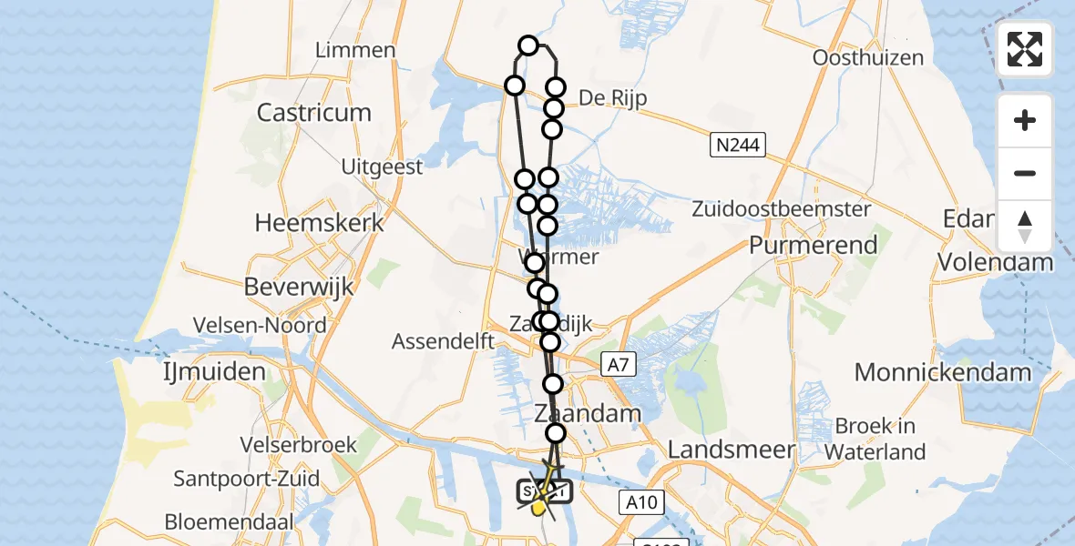 Routekaart van de vlucht: Lifeliner 1 naar Amsterdam Heliport, Elbaweg