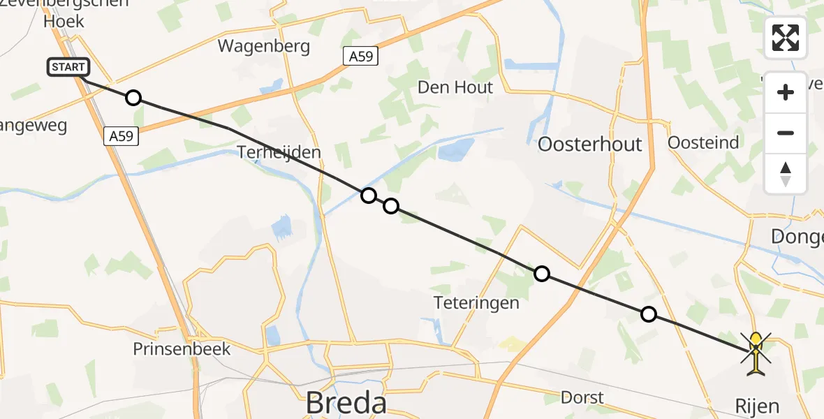 Routekaart van de vlucht: Lifeliner 3 naar Rijen, De Langeweg