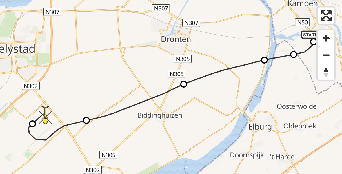 Routekaart van de vlucht: Lifeliner 4 naar Lelystad Airport, Hogeweg