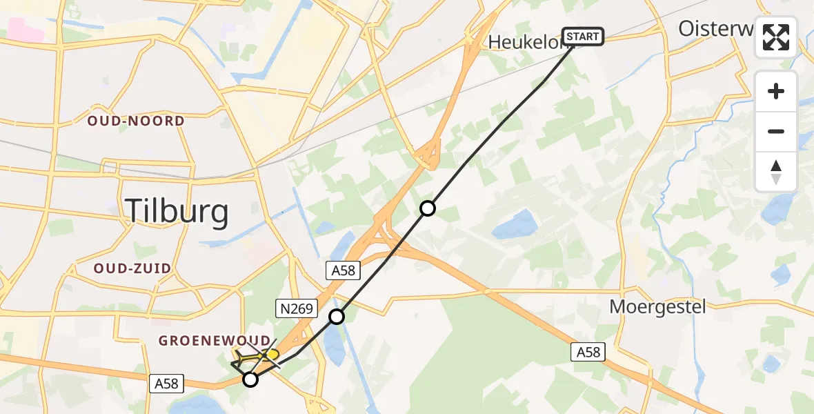 Routekaart van de vlucht: Lifeliner 3 naar Tilburg, Baaneind