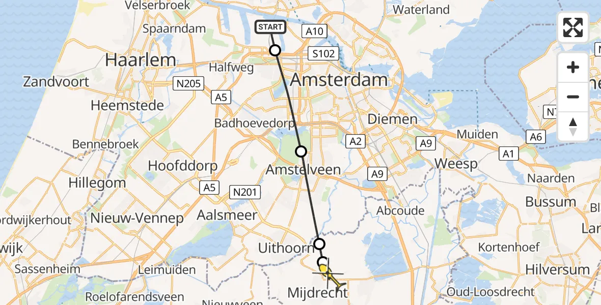 Routekaart van de vlucht: Lifeliner 1 naar Mijdrecht, Hornweg