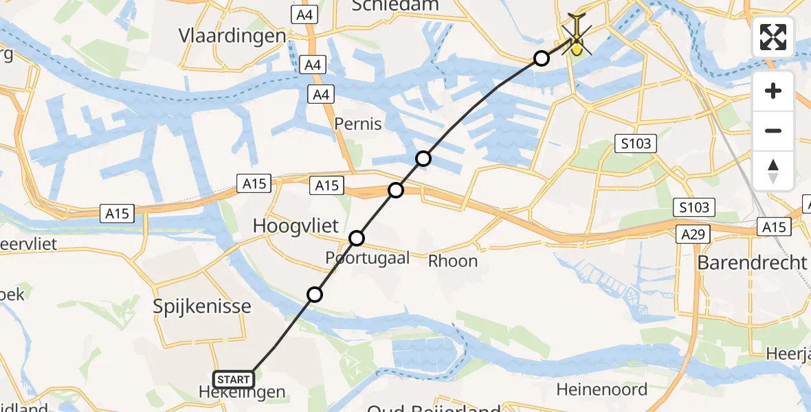 Routekaart van de vlucht: Lifeliner 2 naar Erasmus MC, Anna Reijnvaanpad