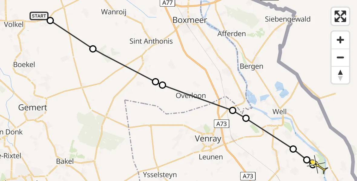 Routekaart van de vlucht: Lifeliner 3 naar Broekhuizenvorst, Beukenlaan