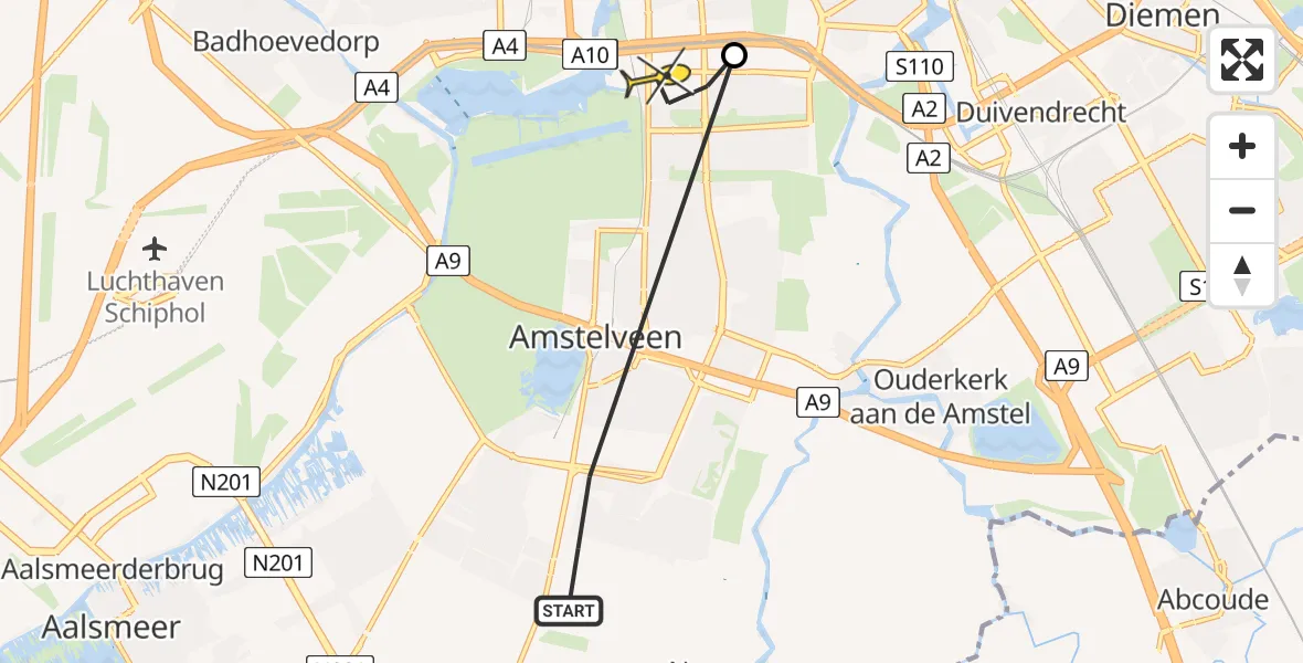 Routekaart van de vlucht: Lifeliner 1 naar VU Medisch Centrum Amsterdam, Chirurgijn