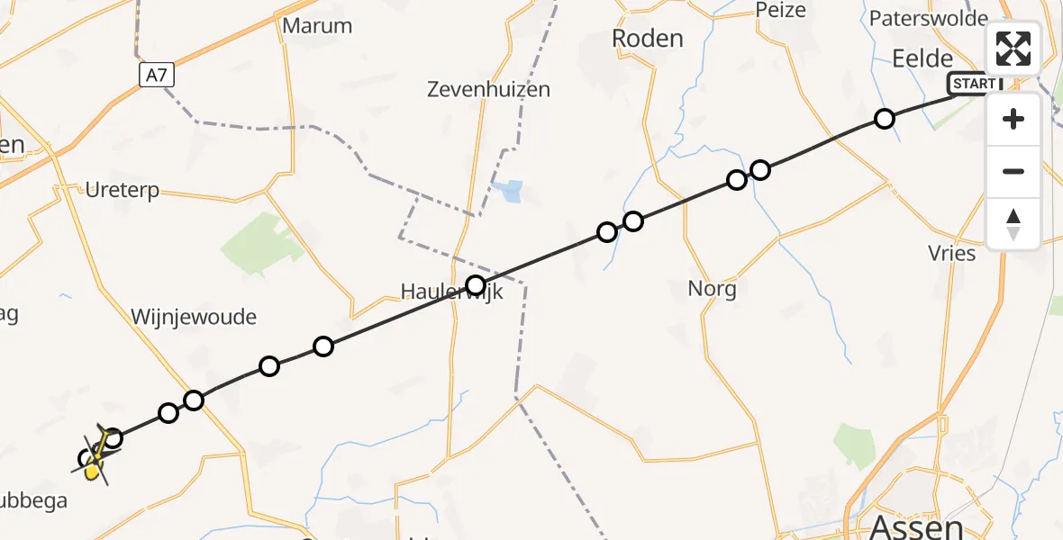 Routekaart van de vlucht: Lifeliner 4 naar Hemrik, Lugtenbergerweg