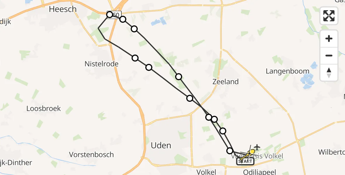 Routekaart van de vlucht: Lifeliner 3 naar Vliegbasis Volkel, Slabroekseweg