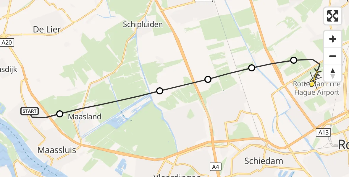 Routekaart van de vlucht: Lifeliner 2 naar Rotterdam The Hague Airport, Verreweg