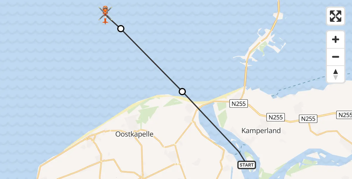 Vluchtroute Kustwachthelikopter Veere - , 17 oktober 2024, 07:55