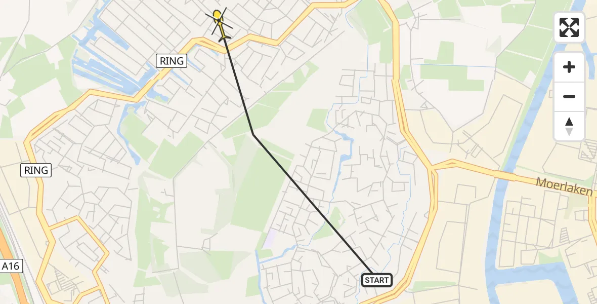 Routekaart van de vlucht: Politiehelikopter naar Breda, Wilderdpad