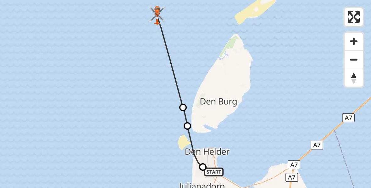 Vluchtroute Kustwachthelikopter Vliegveld De Kooy - , 17 oktober 2024, 11:19