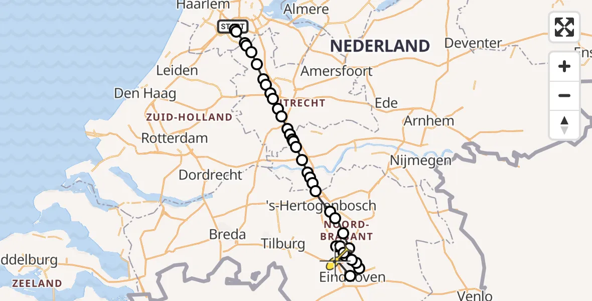 Routekaart van de vlucht: Politiehelikopter naar Best, Mr. Jac. Takkade