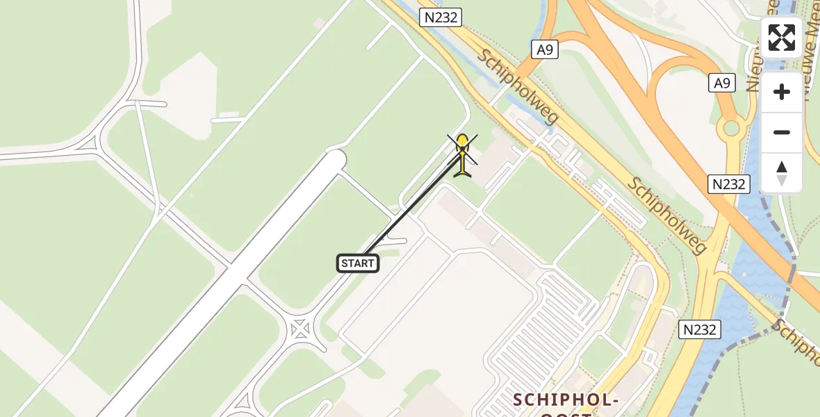 Vluchtroute Politiehelikopter van Schiphol naar Schiphol
