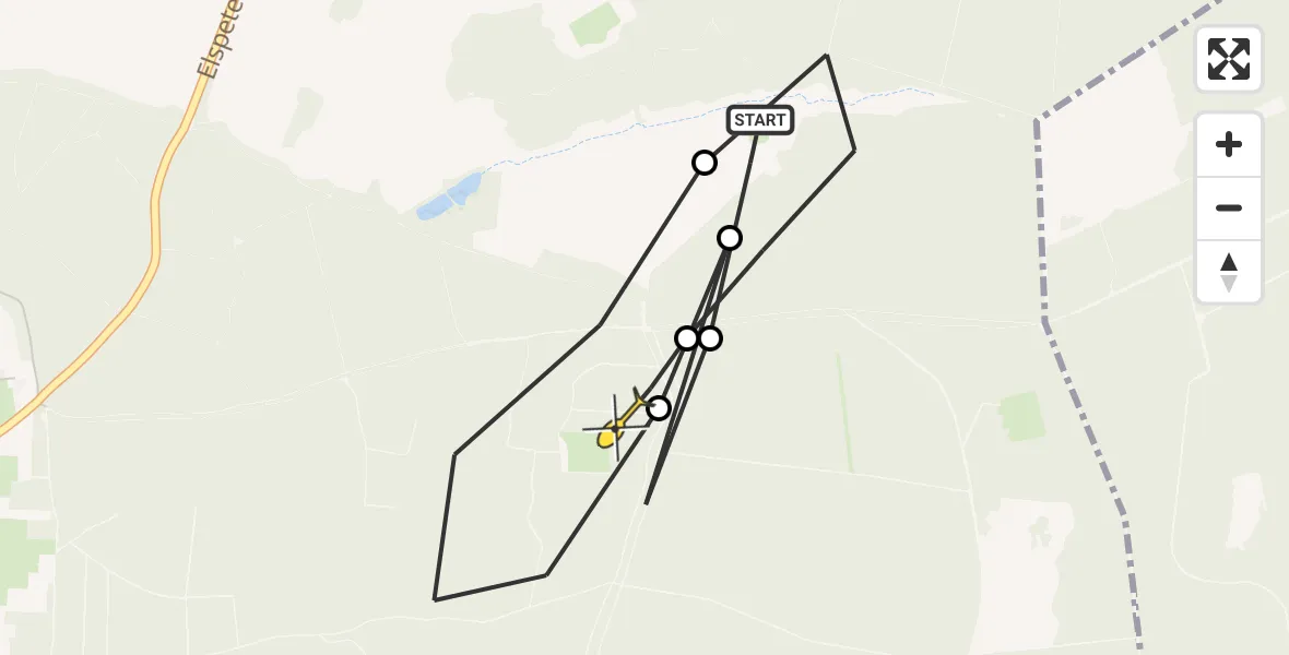 Routekaart van de vlucht: Politiehelikopter naar Elspeet, Tonnetjesdelle