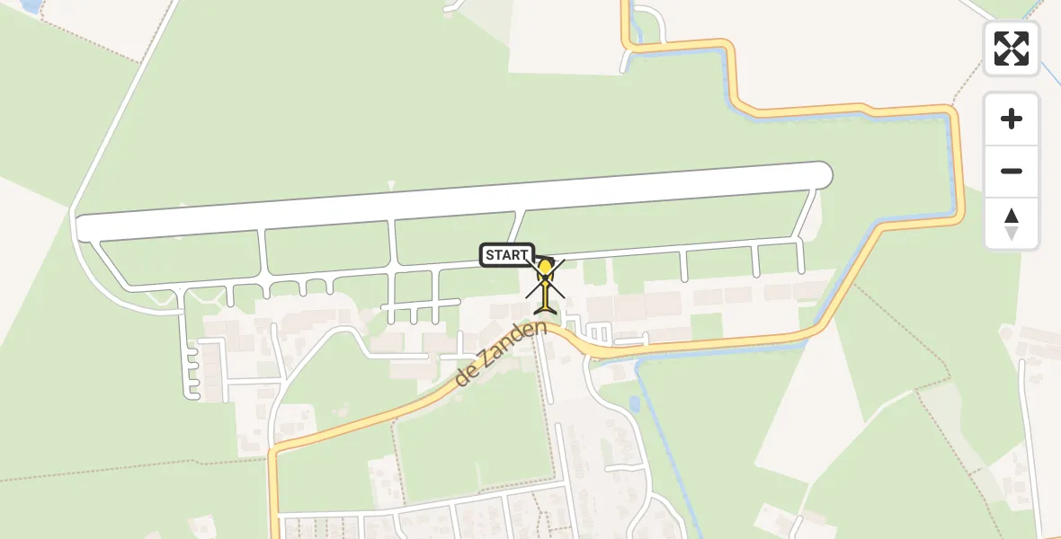 Routekaart van de vlucht: Politiehelikopter naar Vliegveld Teuge, de Zanden