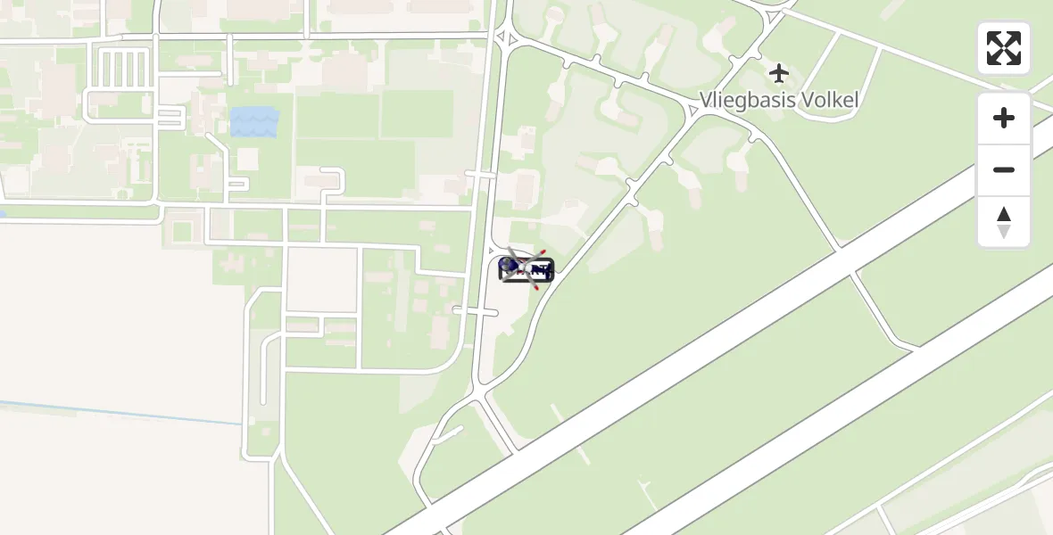 Vluchtroute Politiehelikopter van Vliegbasis Volkel naar Vliegbasis Volkel