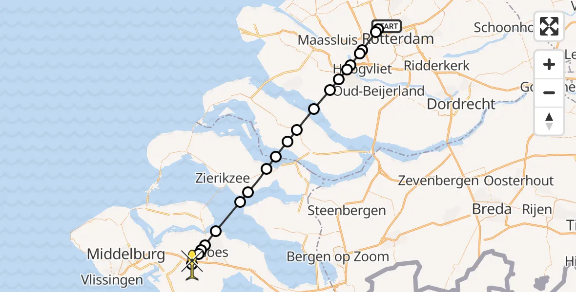 Routekaart van de vlucht: Lifeliner 2 naar Heinkenszand, Arlandabaan Platformzijde