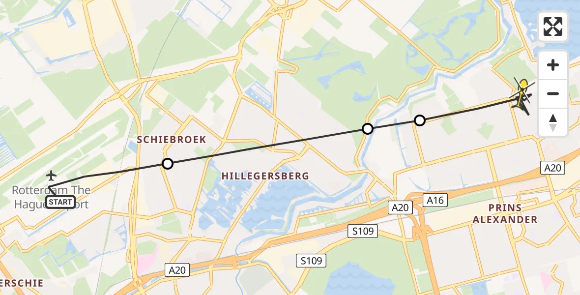 Routekaart van de vlucht: Lifeliner 2 naar Rotterdam, Bovendijk