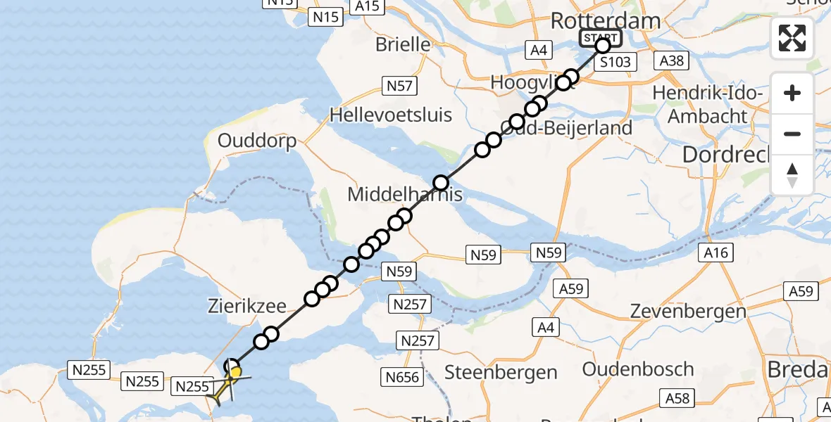 Routekaart van de vlucht: Lifeliner 2 naar Kats, 3e Katendrechtsehoofd