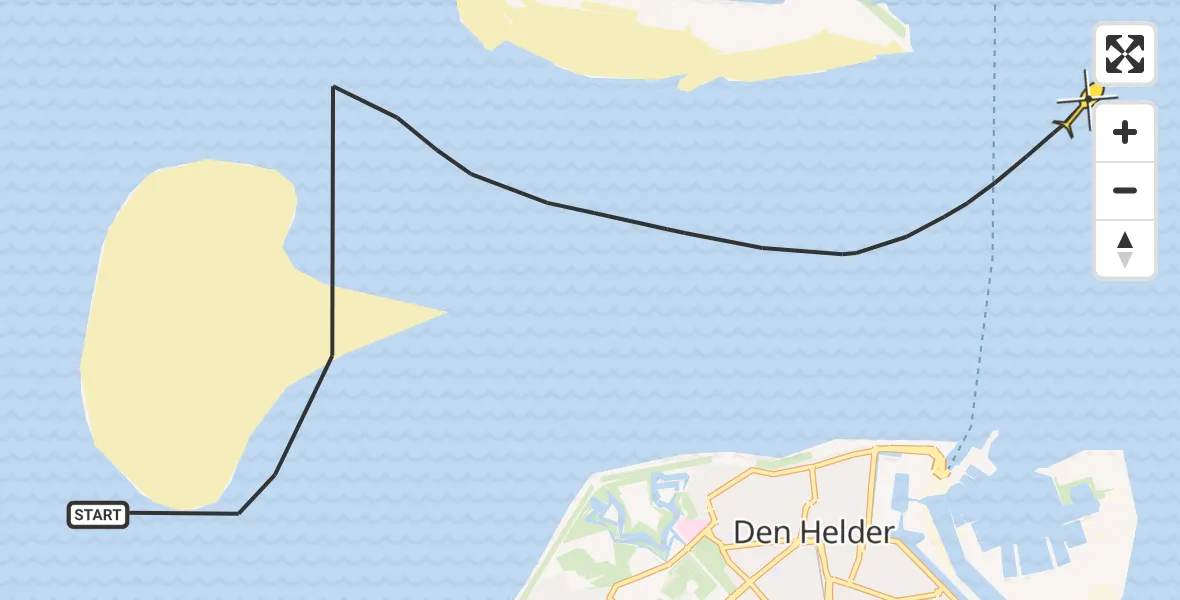 Routekaart van de vlucht: Kustwachthelikopter naar Den Hoorn, Veerhaven