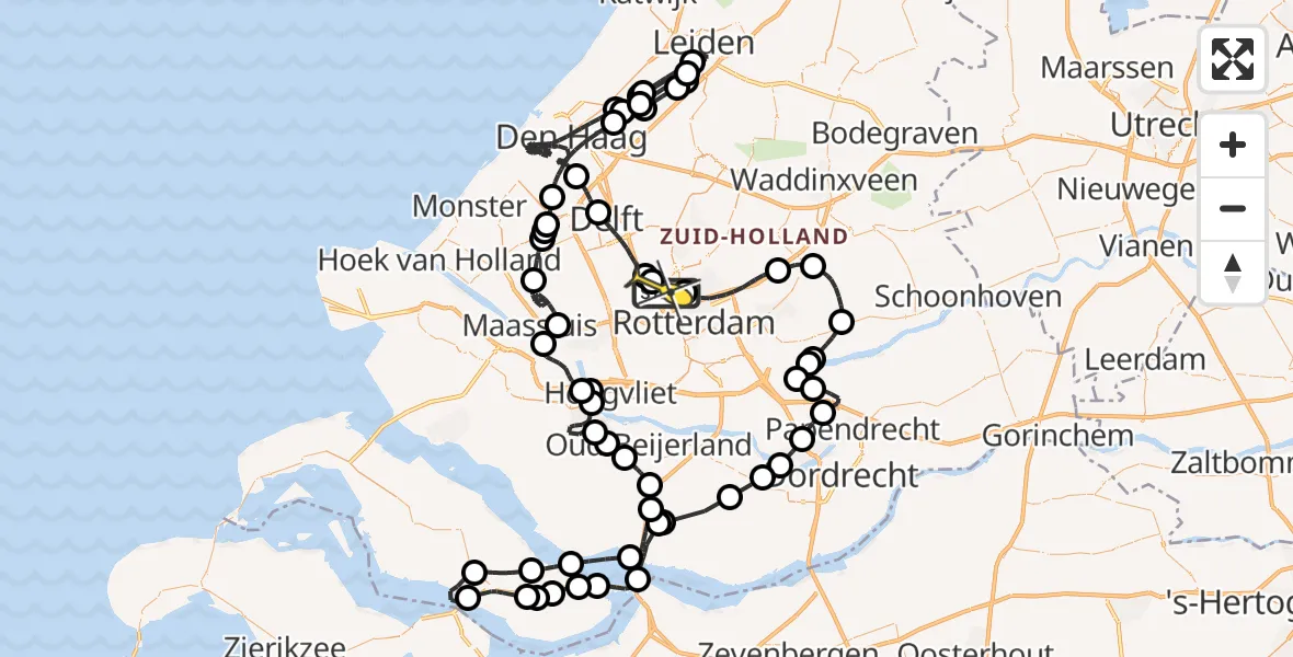 Routekaart van de vlucht: Politieheli naar Rotterdam The Hague Airport, Van der Duijn van Maasdamweg