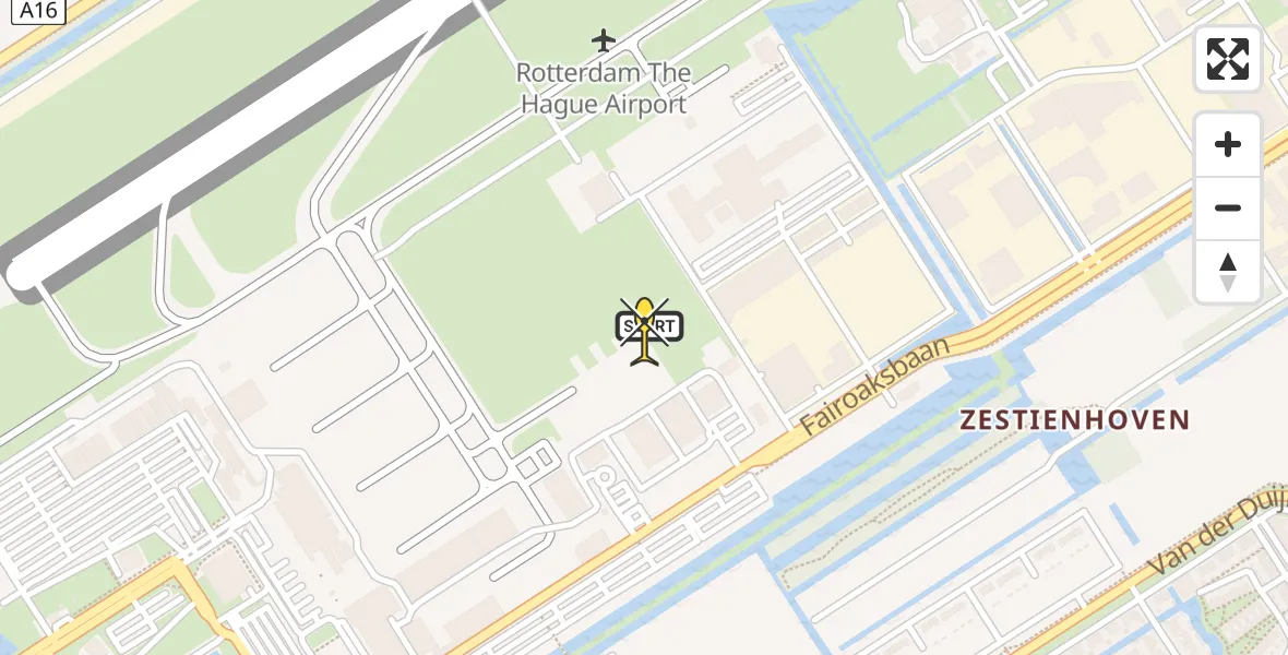 Routekaart van de vlucht: Politiehelikopter naar Rotterdam The Hague Airport, Brandenburgbaan