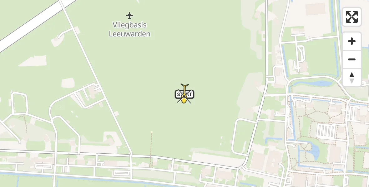 Vluchtroute Ambulancehelikopter van Vliegbasis Leeuwarden naar Vliegbasis Leeuwarden