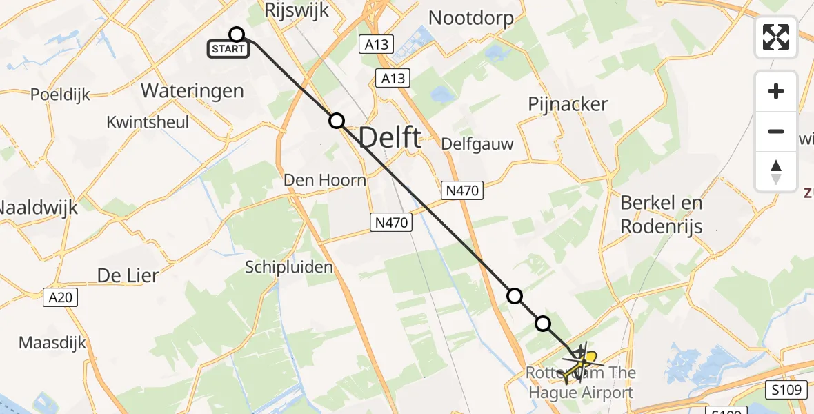 Routekaart van de vlucht: Lifeliner 2 naar Rotterdam The Hague Airport, Endezant