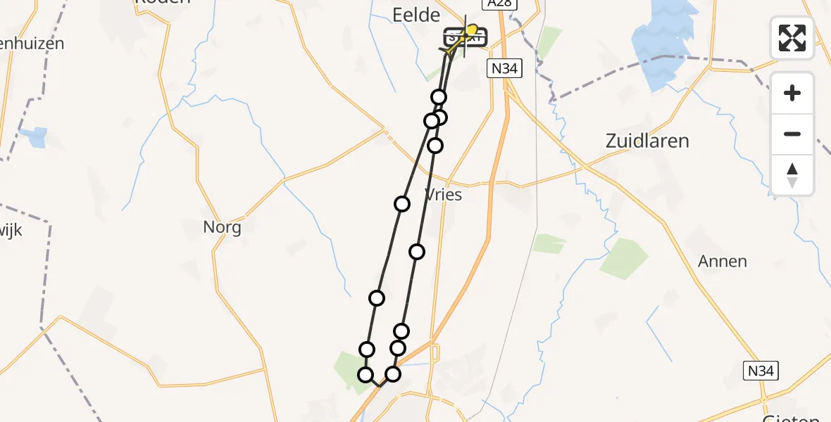 Routekaart van de vlucht: Lifeliner 4 naar Groningen Airport Eelde, Machlaan