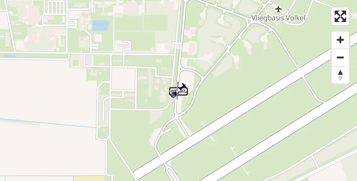 Vluchtroute Politiehelikopter van Vliegbasis Volkel naar Vliegbasis Volkel