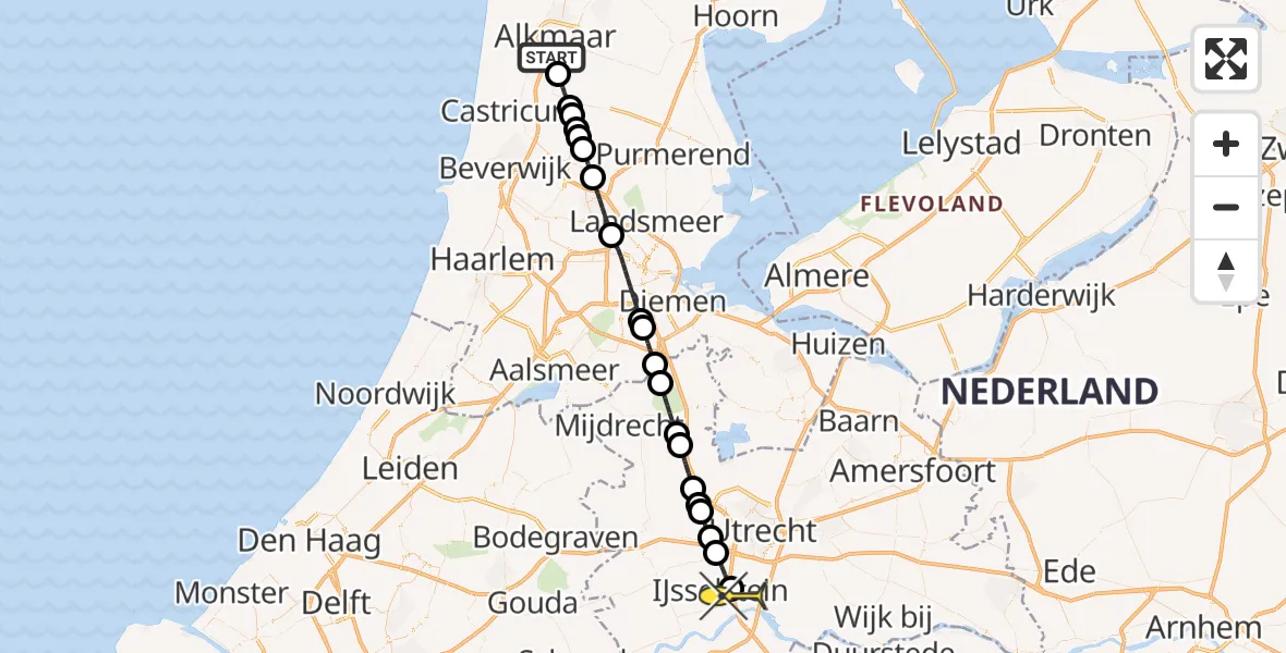 Routekaart van de vlucht: Lifeliner 1 naar Nieuwegein, Diamantweg