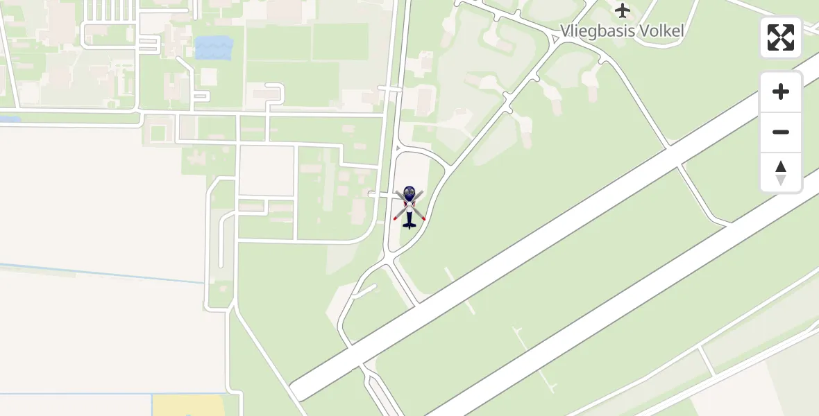 Vluchtroute Politiehelikopter van Vliegbasis Volkel naar Vliegbasis Volkel