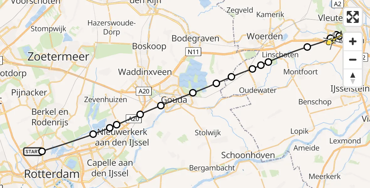 Routekaart van de vlucht: Lifeliner 2 naar De Meern, Van der Duijn van Maasdamweg