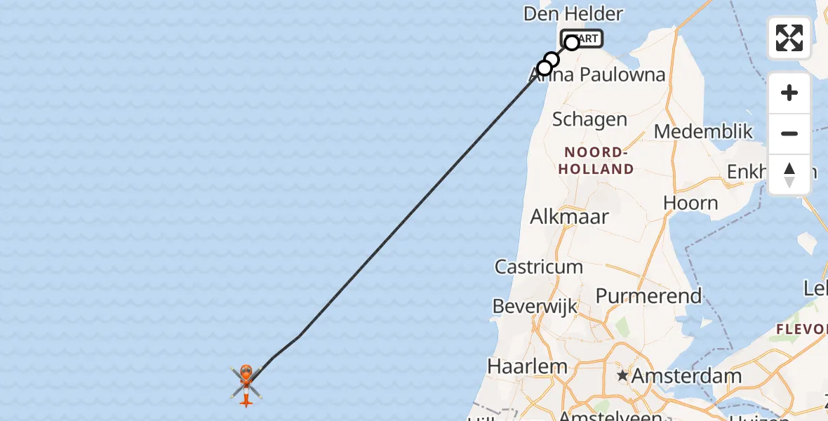 Vluchtroute Kustwachthelikopter Vliegveld De Kooy - , 19 oktober 2024, 16:20