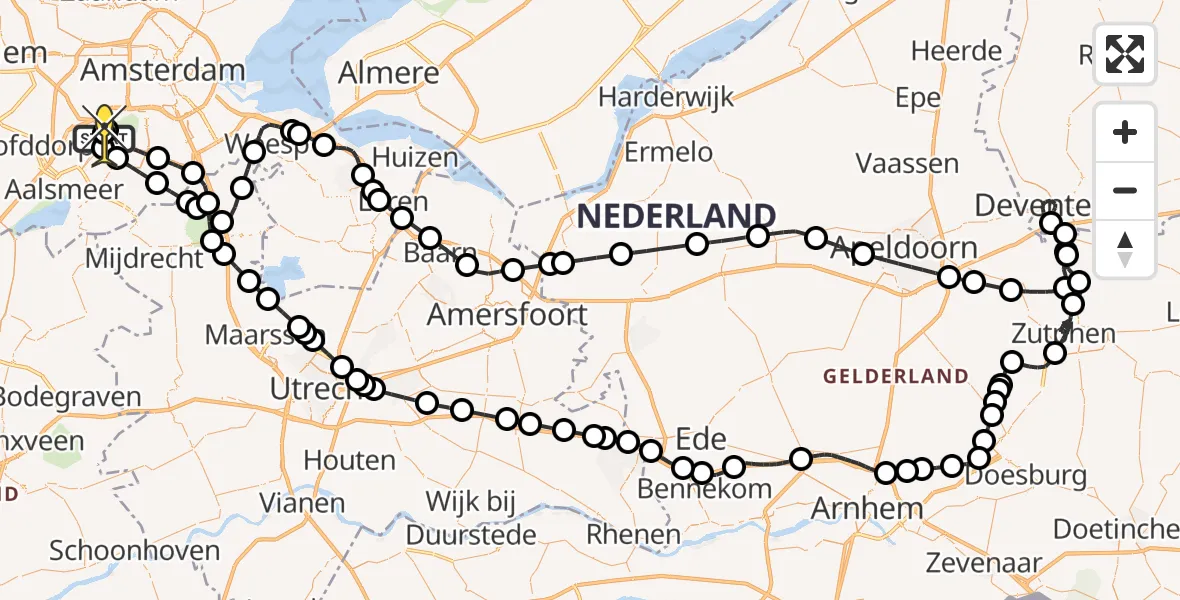 Routekaart van de vlucht: Politieheli naar Schiphol, Van Weerden-Poelmanweg