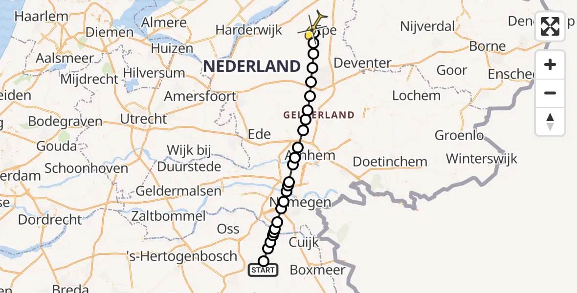 Routekaart van de vlucht: Lifeliner 3 naar Epe, Zeelandsedijk